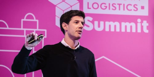 E-commerce logistics event speaker on stage