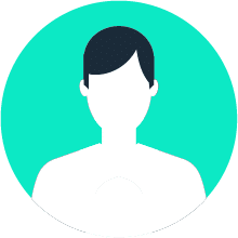 Profile icon showing a white silhouette of a person with short hair in front of a green circle