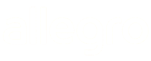 Bold white text spells "allegro" against a light grey background.